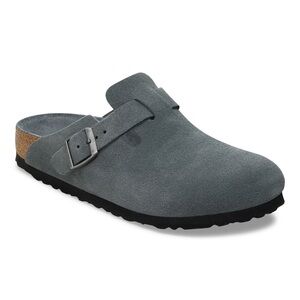 Birkenstock Grey Suede Boston Clog Mule